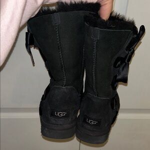 UGG Black Boots with Ribbon bows on side